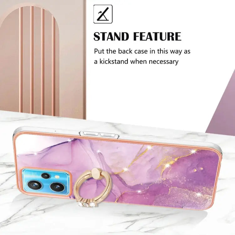 Electroplating Marble Pattern TPU Phone Case with Ring For OPPO Realme 9 Pro+ 5G For OPPO Realme 9 Pro 5G For OPPO