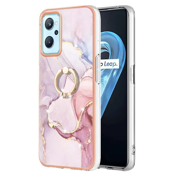 Electroplating Marble Pattern TPU Phone Case with Ring For OPPO Realme 9 Pro+ 5G For OPPO Realme 9 Pro 5G For OPPO