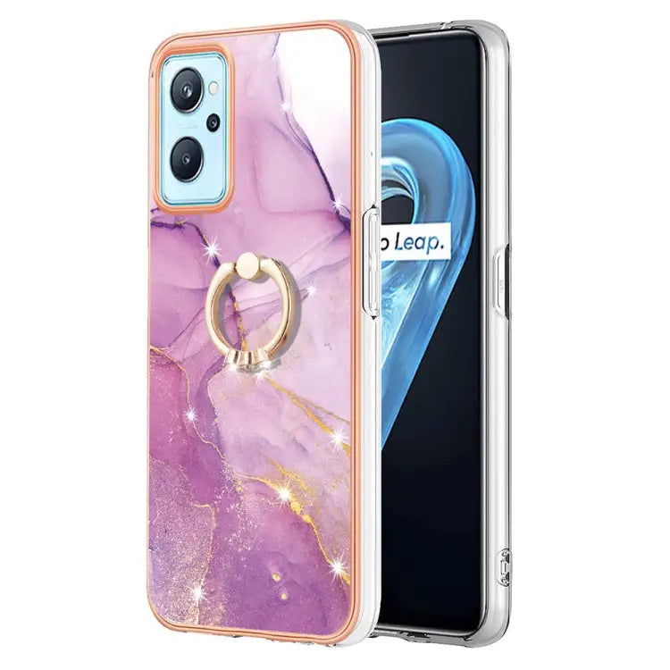 Electroplating Marble Pattern TPU Phone Case with Ring For OPPO Realme 9 Pro+ 5G For OPPO Realme 9 Pro 5G For OPPO