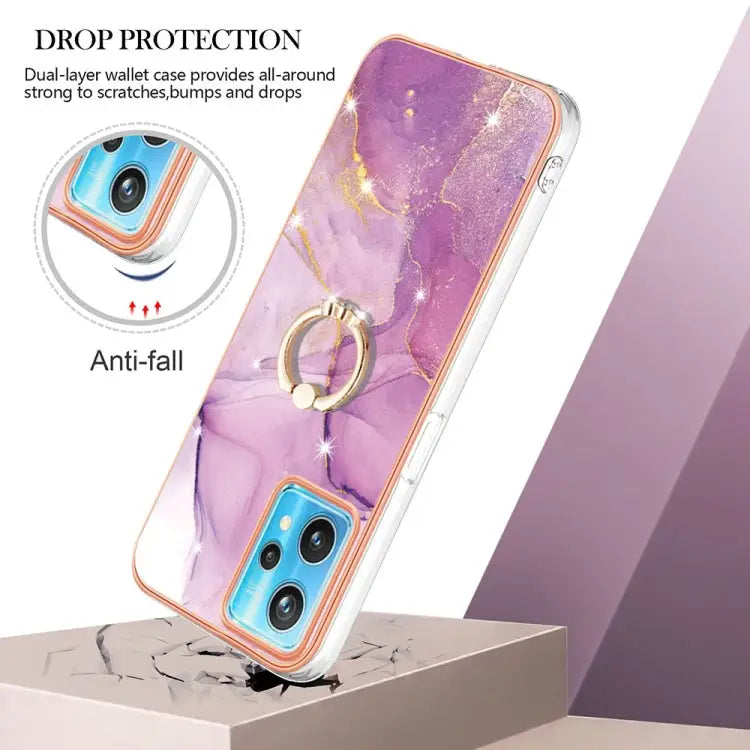 Electroplating Marble Pattern TPU Phone Case with Ring For OPPO Realme 9 Pro+ 5G For OPPO Realme 9 Pro 5G For OPPO