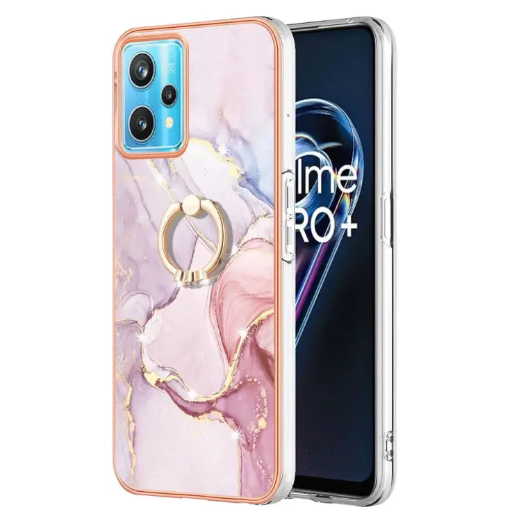 Electroplating Marble Pattern TPU Phone Case with Ring For OPPO Realme 9 Pro+ 5G For OPPO Realme 9 Pro 5G For OPPO