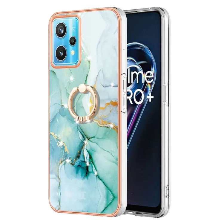 Electroplating Marble Pattern TPU Phone Case with Ring For OPPO Realme 9 Pro+ 5G For OPPO Realme 9 Pro 5G For OPPO