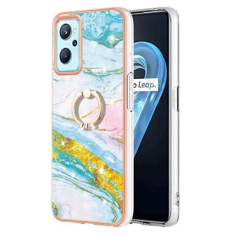 Electroplating Marble Pattern TPU Phone Case with Ring For OPPO Realme 9 Pro+ 5G For OPPO Realme 9 Pro 5G For OPPO