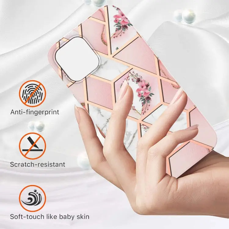 Electroplating Splicing Marble Flower Pattern TPU Shockproof Case For iPhone 13 mini For iPhone 13 For iPhone 13 Pro