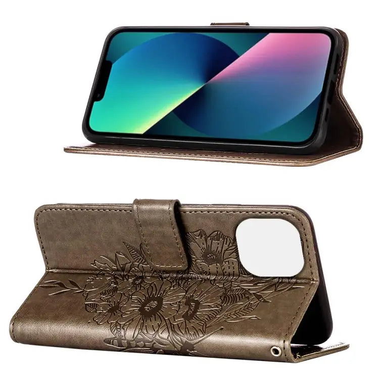Embossed Butterfly Leather Phone Case For iPhone 14 For iPhone 14 Plus For iPhone 14 Pro - Apple Accessories