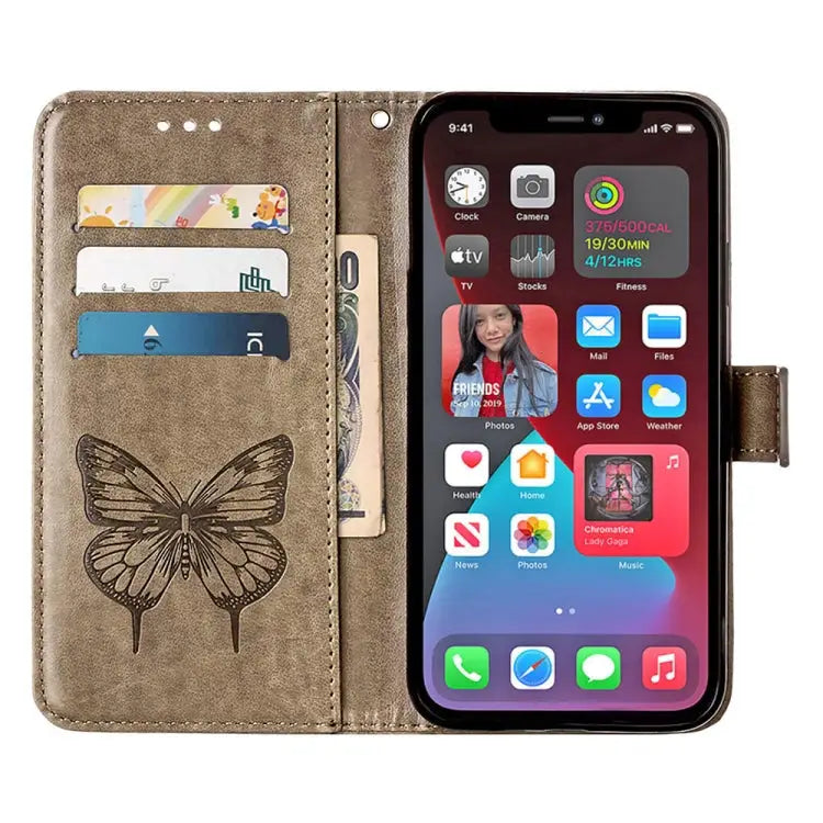 Embossed Butterfly Leather Phone Case For iPhone 14 Pro Max - Apple Accessories