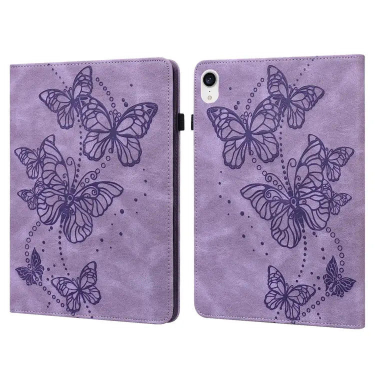 Embossed Butterfly Pattern Horizontal Flip Leather Tablet Case For iPad mini 2024 / mini 6 For iPad Pro 11 2022 / 2021