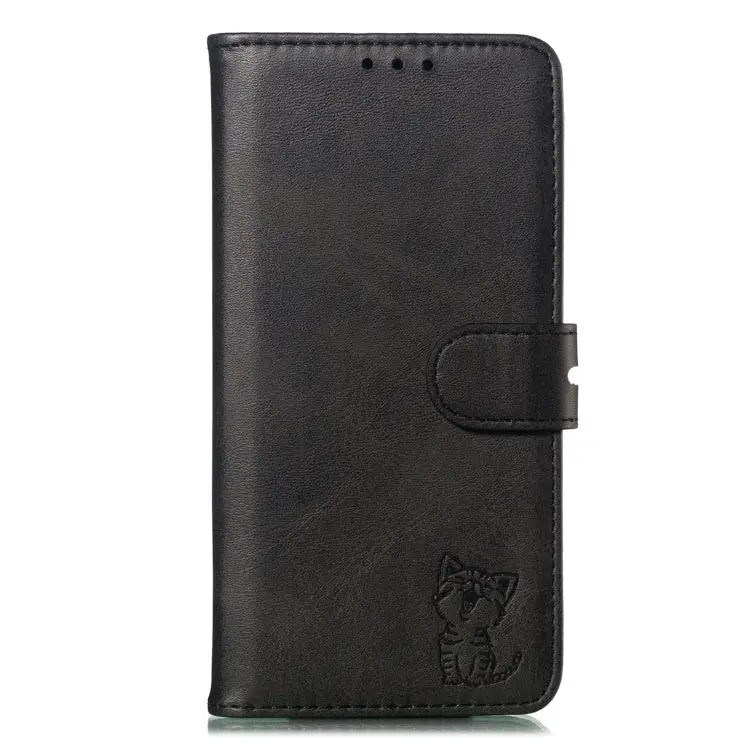 Embossed Happy Cat Pattern Horizontal Flip Leather Case with Holder & Card Slots & Wallet For iPhone 13 mini For iPhone