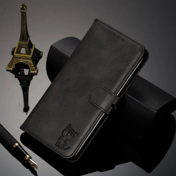 Embossed Happy Cat Pattern Horizontal Flip Leather Case with Holder & Card Slots & Wallet For iPhone 13 mini For iPhone