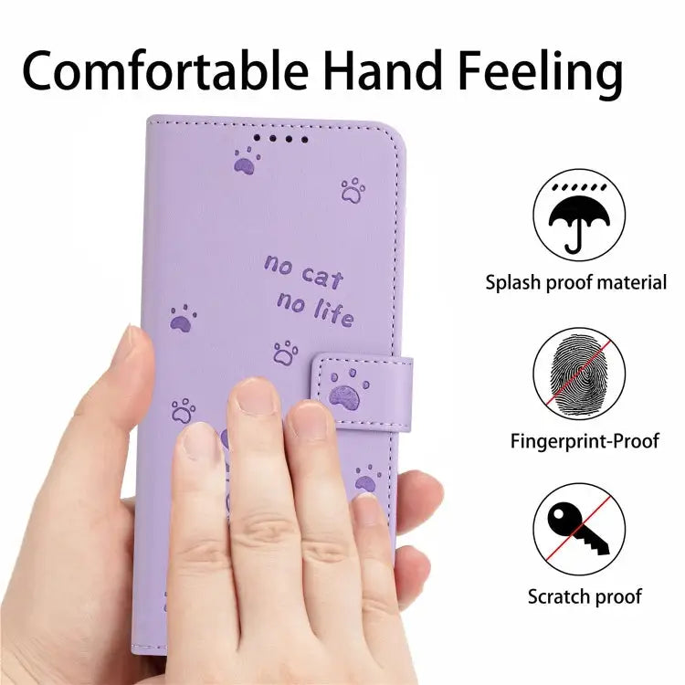 Embossed Kitten Phone Leather Case with Lanyard For iPhone 13 mini For iPhone 12 / 12 Pro For iPhone 12 Pro Max