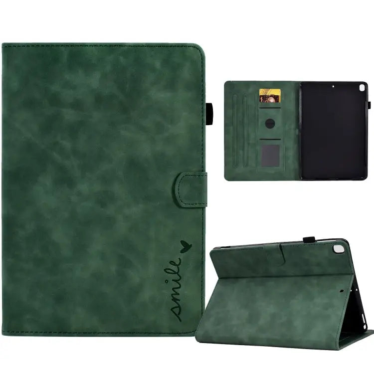 Embossed Smile Flip Tablet Leather Smart Case For iPad 10.2 / Air 10.5 2019 For iPad Air 2022 / 2020 10.9 For iPad mini