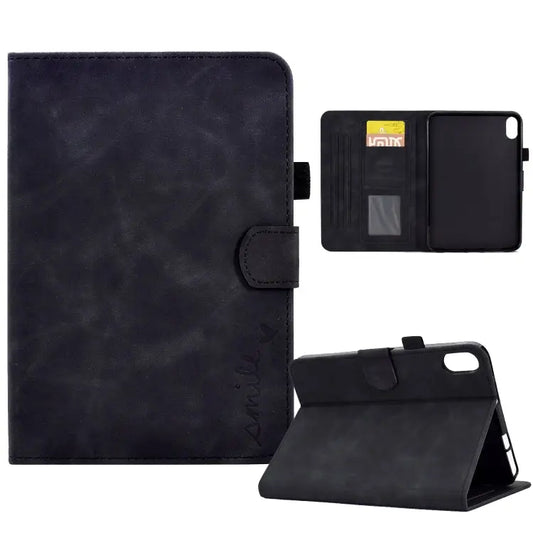 Embossed Smile Flip Tablet Leather Smart Case For iPad 10th Gen 10.9 2022 - For iPad 10th Gen 10.9 2022 / Black - Apple