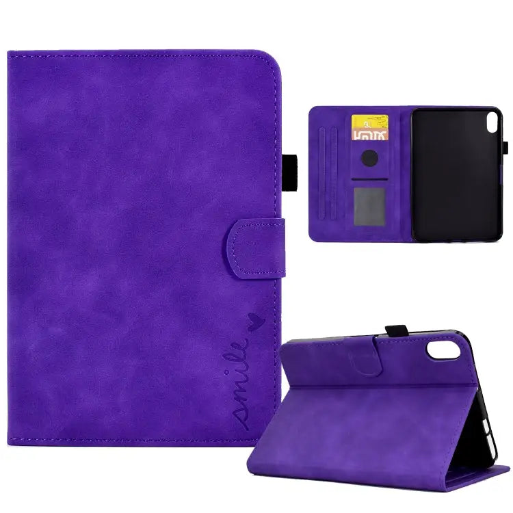 Embossed Smile Flip Tablet Leather Smart Case For iPad 10th Gen 10.9 2022 - For iPad 10th Gen 10.9 2022 / Purple