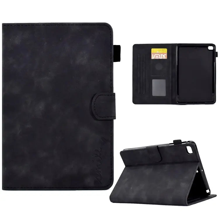 Embossed Smile Flip Tablet Leather Smart Case For iPad mini 5/4/3/2/1 - For iPad mini 5/4/3/2/1 / Black - Apple