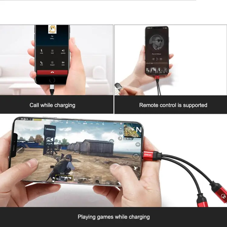 ENKAY ENK-AT104 8 Pin to Dual 8 Pin Charging Listen to Songs Aluminum Alloy Adapter Conversion Cable - Apple Accessories