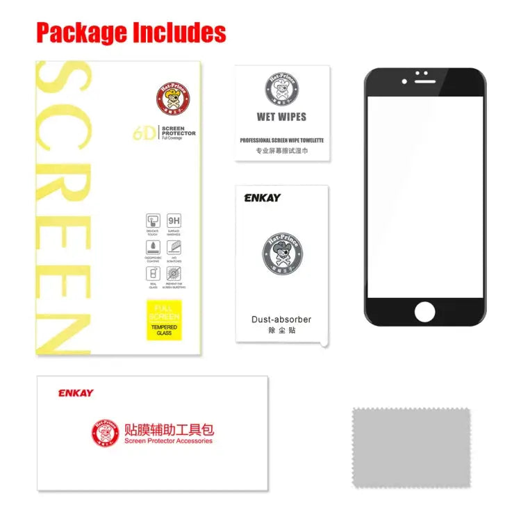 ENKAY Hat-Prince 0.26mm 9H Surface Hardness 6D Curved Edge Full Screen Tempered Glass Film for iPhone 6 & 6s - For 6 &