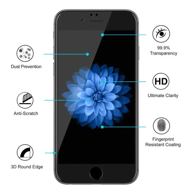 ENKAY Hat-Prince 0.26mm 9H Surface Hardness 6D Curved Edge Full Screen Tempered Glass Film for iPhone 6 & 6s - For 6 &