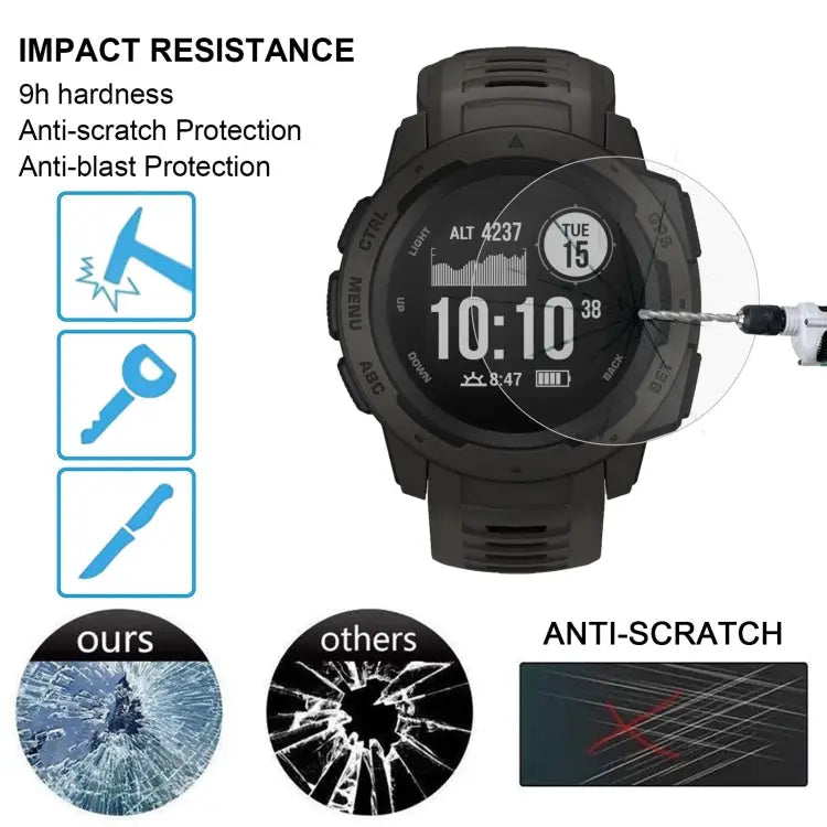 ENKAY Hat-Prince 0.2mm 9H 2.15D Curved Edge Tempered Glass Film for Garmin Instinct Intelligent Sports Watch 1 PCS