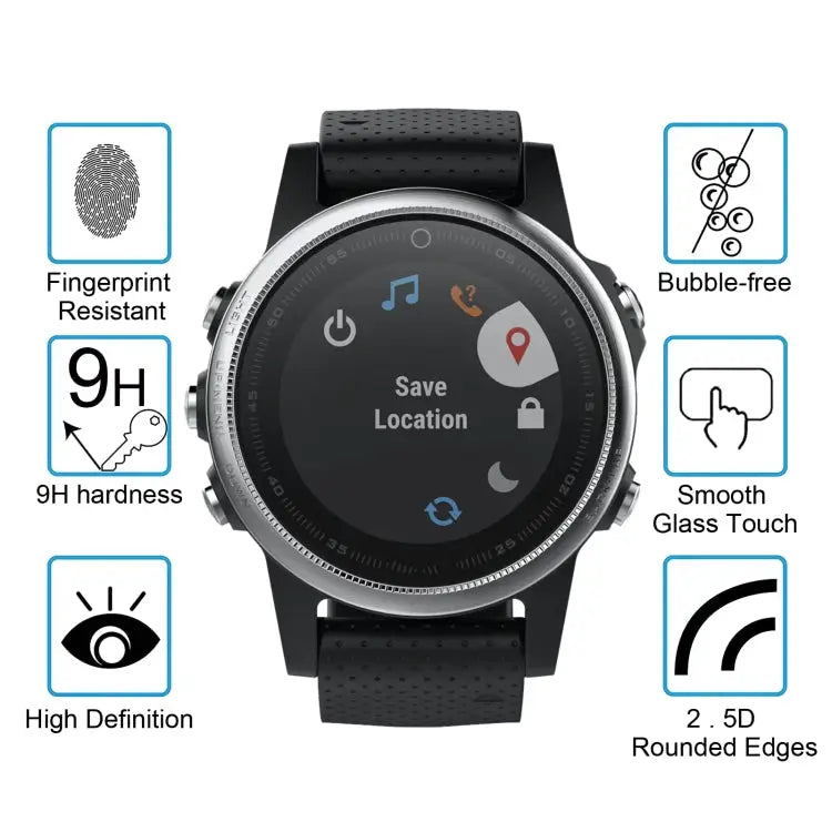 ENKAY Hat-Prince for Garmin Fenix 5S Smart Watch 0.2mm 9H Surface Hardness 2.15D Curved Edge Tempered Glass Film