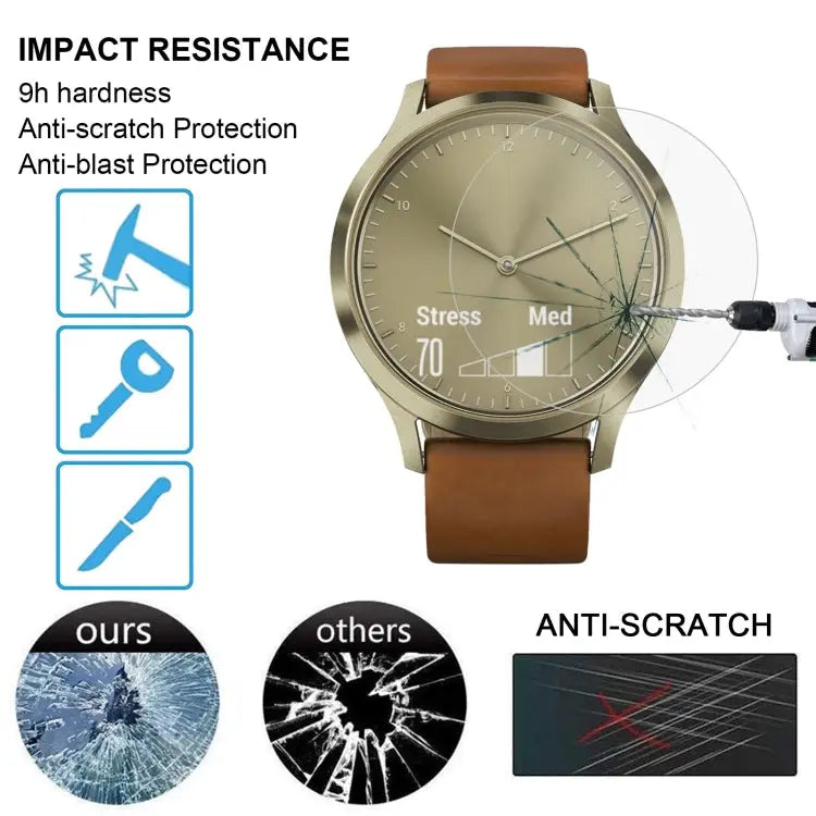 ENKAY Hat-Prince for Garmin Vivomove HR Smart Watch 0.2mm 9H Surface Hardness 2.15D Explosion-proof Tempered Glass