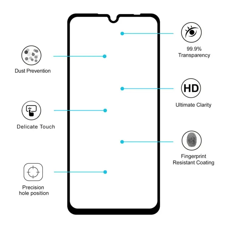 ENKAY Hat-prince Full Glue 0.26mm 9H 2.5D Tempered Glass Film for Xiaomi Redmi Note 7 - Xiaomi Redmi Note 7 (Full Glue)