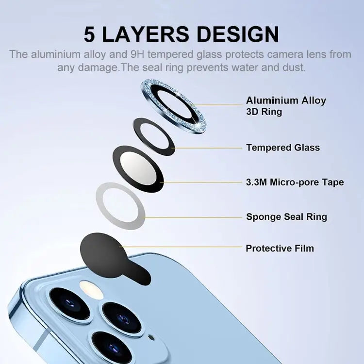 ENKAY Hat-Prince Glitter Rear Lens Aluminium Alloy Tempered Glass Film - Apple Accessories