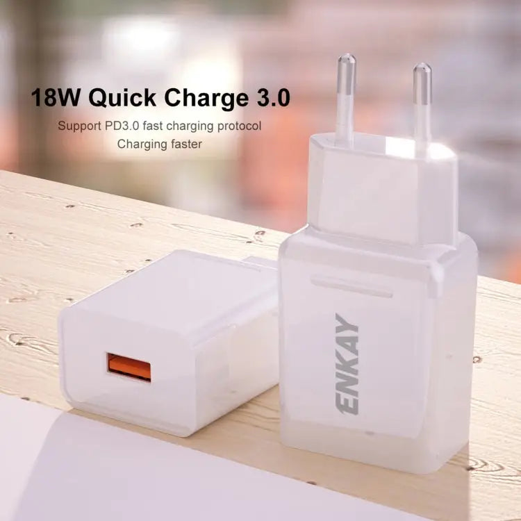 ENKAY Hat-Prince T006-1 18W USB QC 3.0 Fast Charging Travel Charger Power Adapter EU Plug