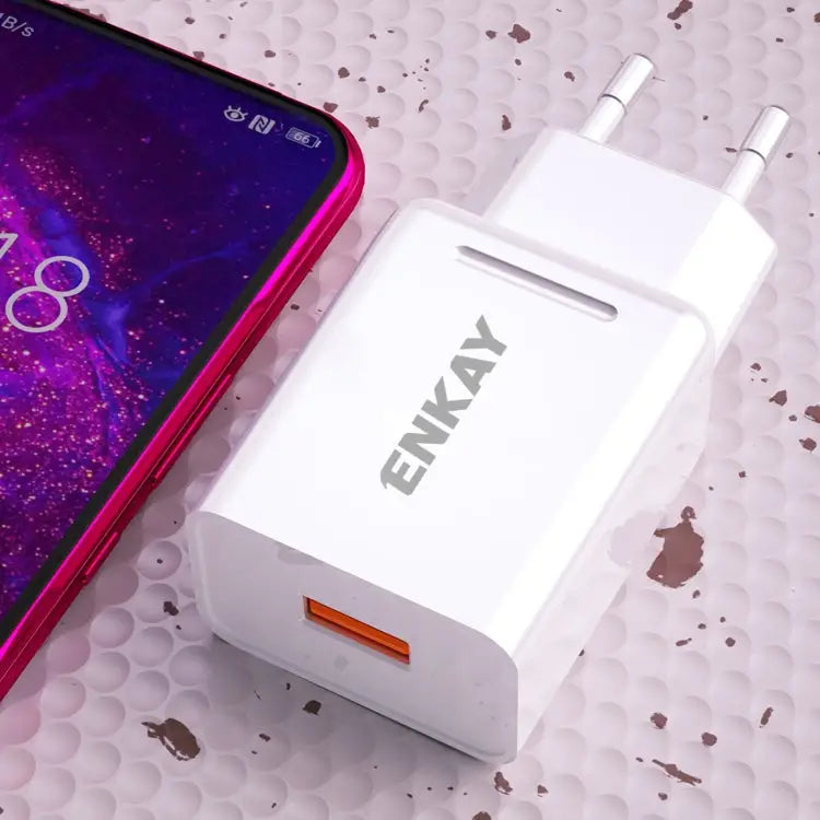 ENKAY Hat-Prince T006-1 18W USB QC 3.0 Fast Charging Travel Charger Power Adapter EU Plug