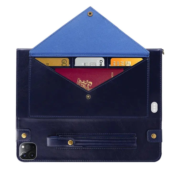 Envelope Horizontal Flip PU Leather Case with Card Slots & Pen Slots & Holder & Wallet & Photo Frame & Shoulder Strap