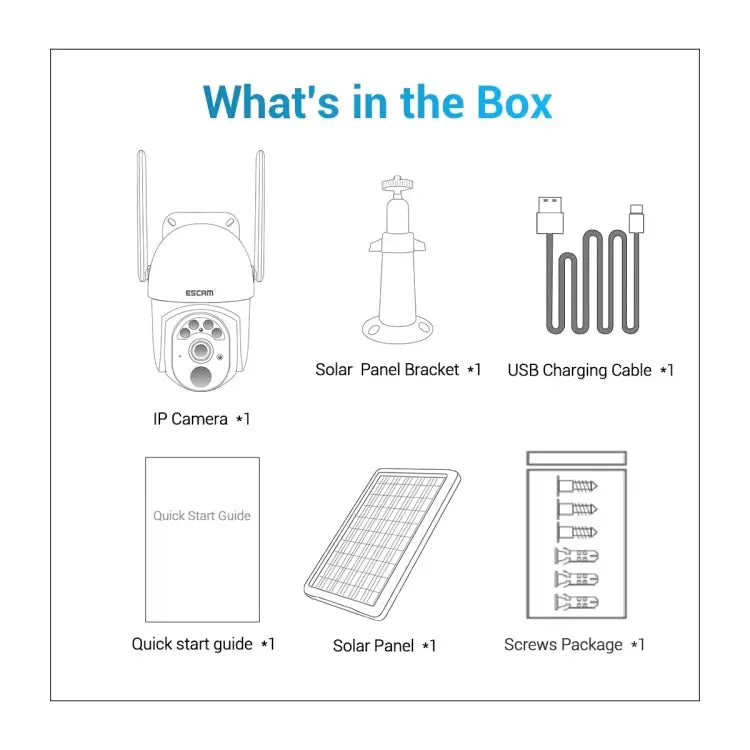 ESCAM QF103 3MP Cloud Storage PT WIFI PIR Alarm IP Camera with Solar Panel Battery Support Full Color Night Vision &