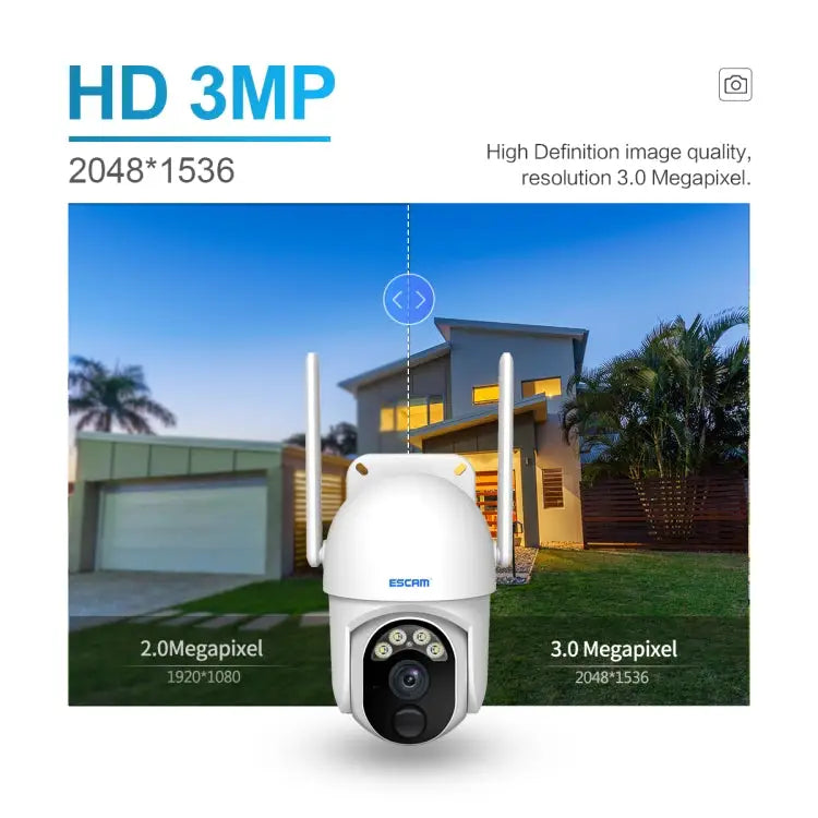 ESCAM QF103 3MP Cloud Storage PT WIFI PIR Alarm IP Camera with Solar Panel Battery Support Full Color Night Vision &