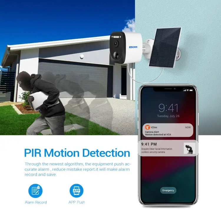ESCAM QF370 3MP Cloud Storage PT WIFI Solar Panel IP Camera with PIR Alarm Support Night Vision & Two Way Audio - QF370