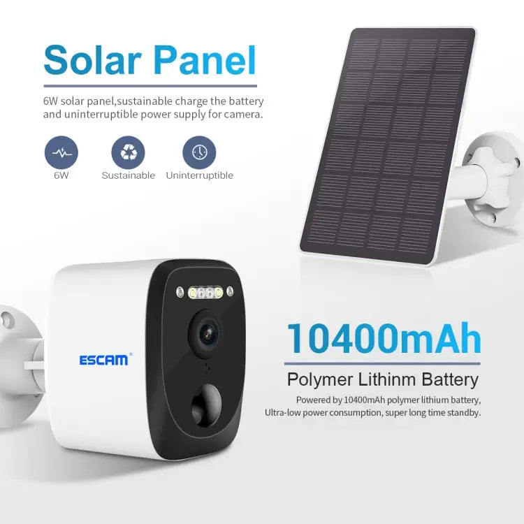 ESCAM QF370 3MP Cloud Storage PT WIFI Solar Panel IP Camera with PIR Alarm Support Night Vision & Two Way Audio - QF370