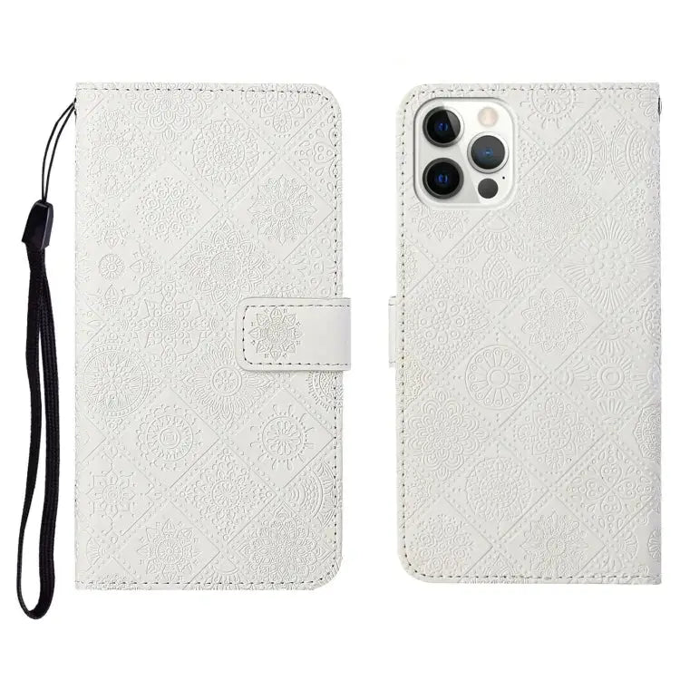 Ethnic Style Embossed Pattern Horizontal Flip Leather Case with Holder & Card Slots & Wallet & Lanyard For iPhone 12