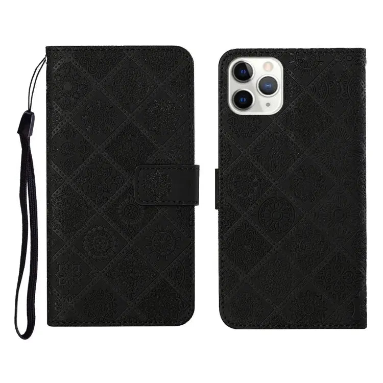 Ethnic Style Embossed Pattern Horizontal Flip Leather Case with Holder & Card Slots & Wallet & Lanyard For iPhone 11