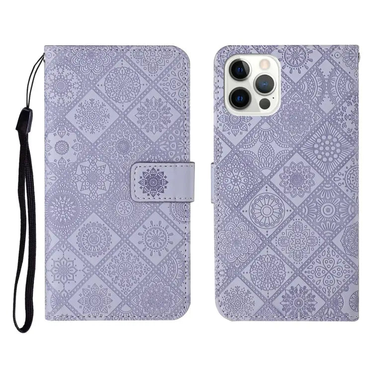 Ethnic Style Embossed Pattern Horizontal Flip Leather Case with Holder & Card Slots & Wallet & Lanyard For iPhone 12