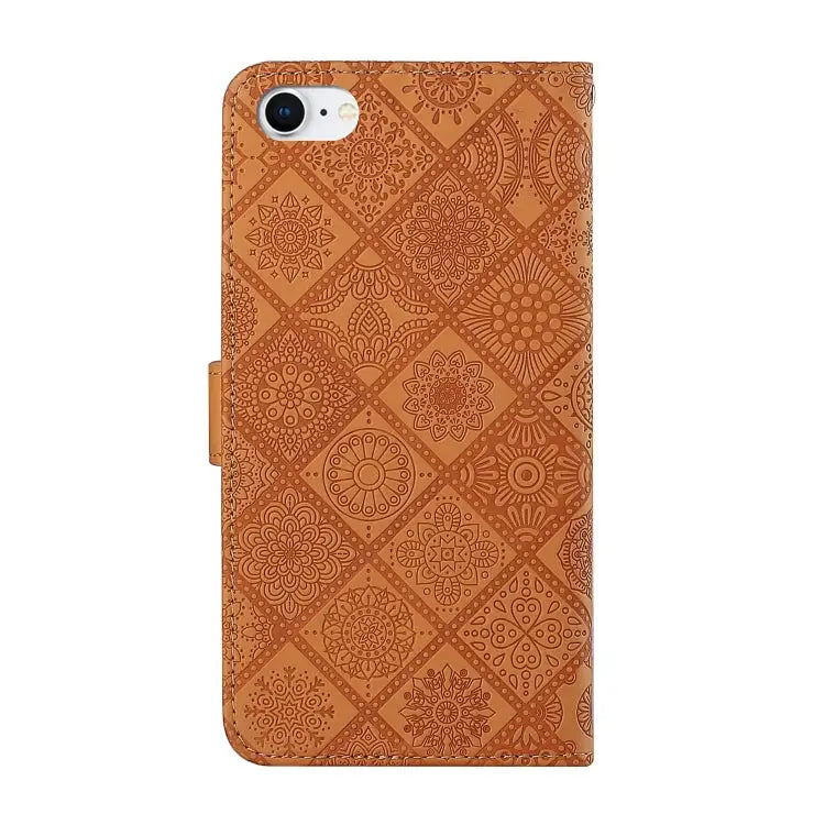 Ethnic Style Embossed Pattern Horizontal Flip Leather Case with Holder & Card Slots & Wallet & Lanyard For iPhone SE
