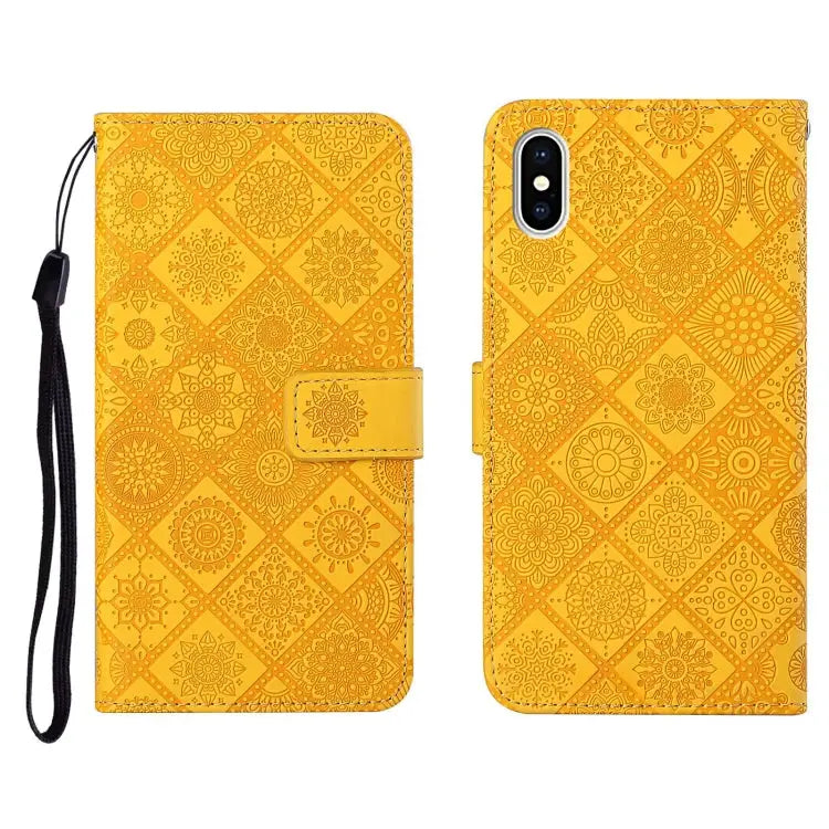 Ethnic Style Embossed Pattern Horizontal Flip Leather Case with Holder & Card Slots & Wallet & Lanyard For iPhone XS