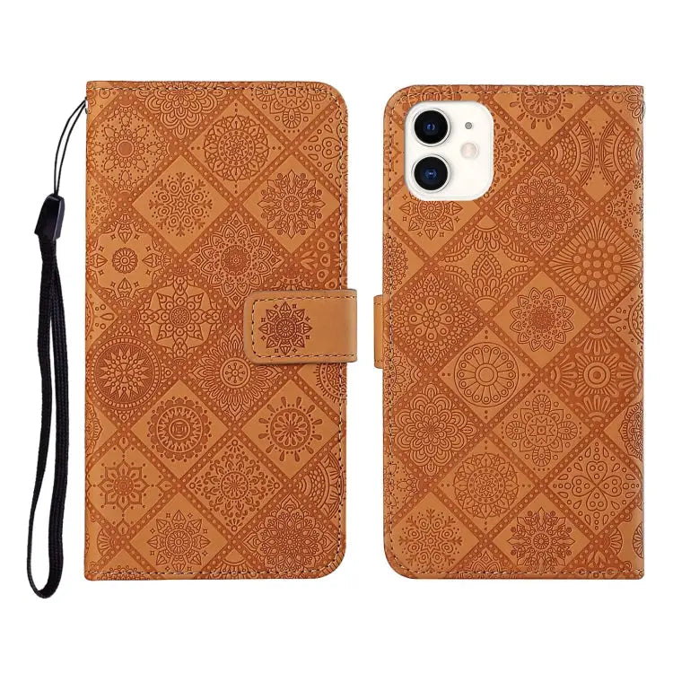 Ethnic Style Embossed Pattern Horizontal Flip Leather Case with Holder & Card Slots & Wallet & Lanyard For iPhone 12