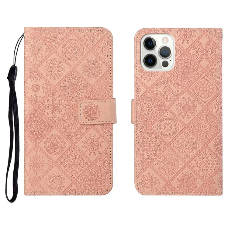 Ethnic Style Embossed Pattern Horizontal Flip Leather Case with Holder & Card Slots & Wallet & Lanyard For iPhone 12
