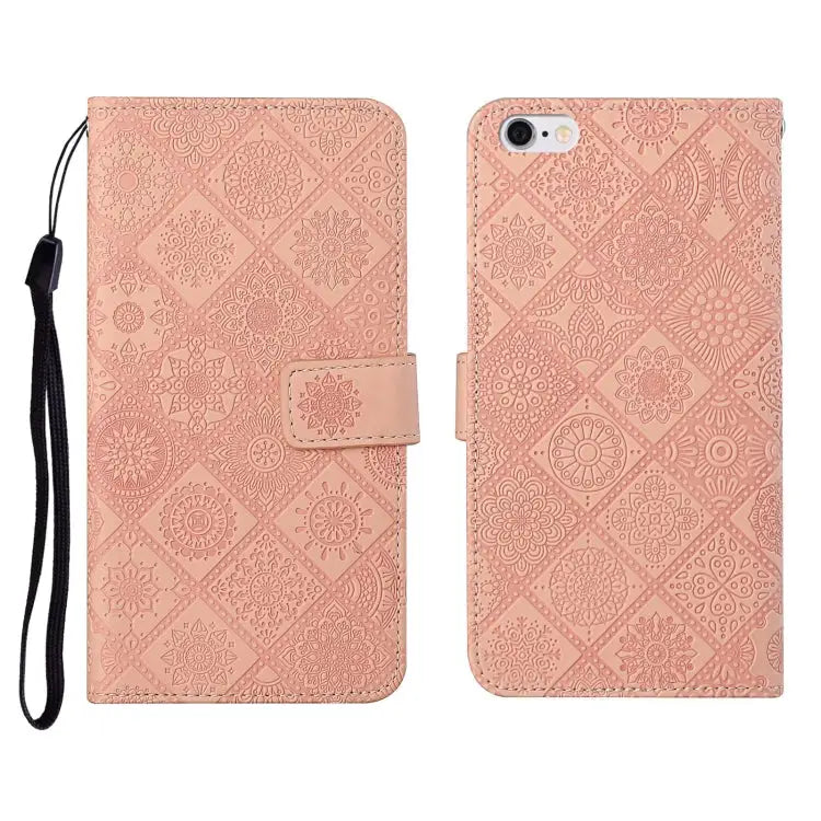 Ethnic Style Embossed Pattern Horizontal Flip Leather Case with Holder & Card Slots & Wallet & Lanyard For iPhone SE