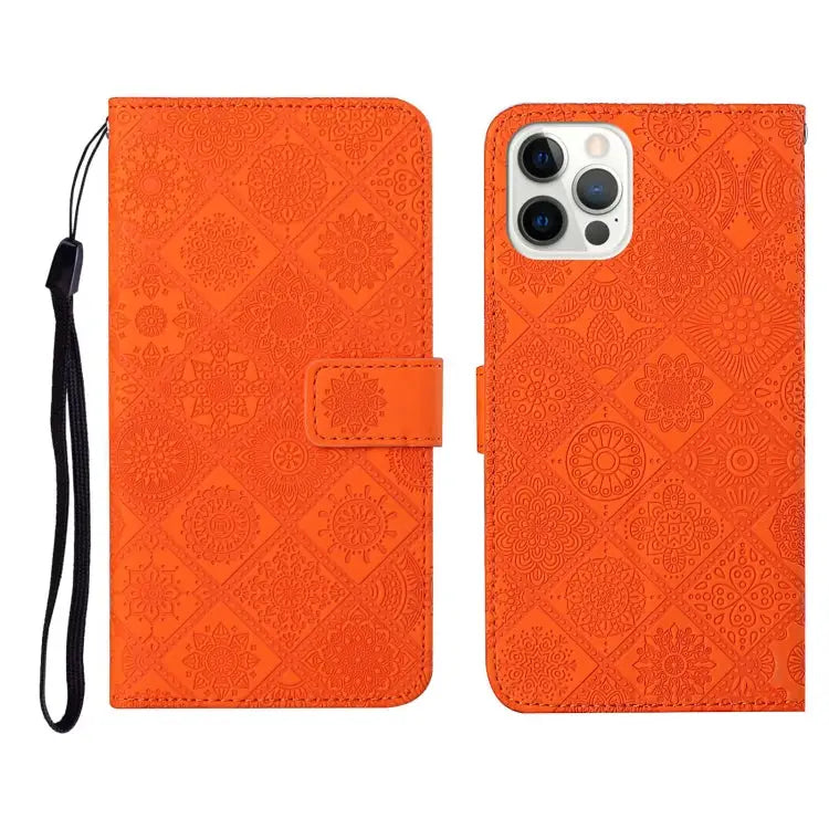 Ethnic Style Embossed Pattern Horizontal Flip Leather Case with Holder & Card Slots & Wallet & Lanyard For iPhone 12
