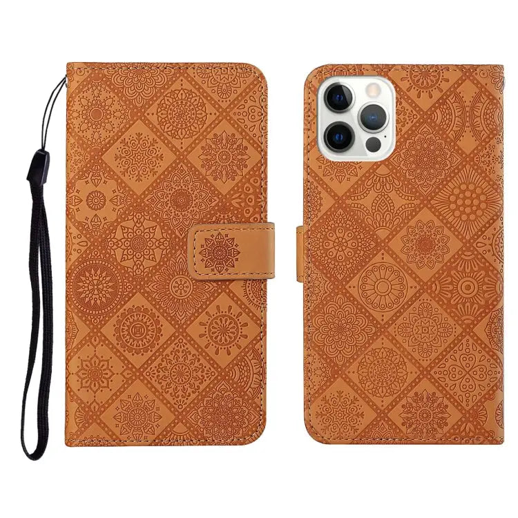 Ethnic Style Embossed Pattern Horizontal Flip Leather Case with Holder & Card Slots & Wallet & Lanyard For iPhone 12