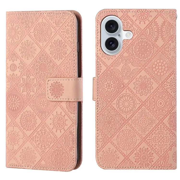 Ethnic Style Embossed Pattern Leather Phone Case For iPhone 16 Plus For iPhone 16 For iPhone 15 Pro Max - For iPhone 16