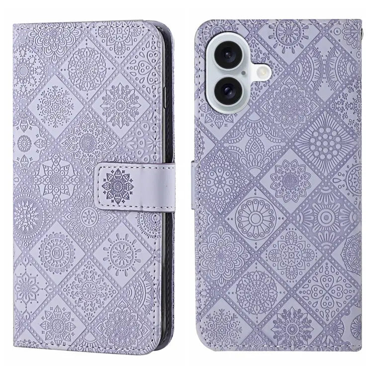 Ethnic Style Embossed Pattern Leather Phone Case For iPhone 16 Plus For iPhone 16 For iPhone 15 Pro Max - For iPhone 16