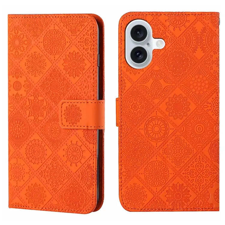Ethnic Style Embossed Pattern Leather Phone Case For iPhone 16 Plus For iPhone 16 For iPhone 15 Pro Max - For iPhone 16