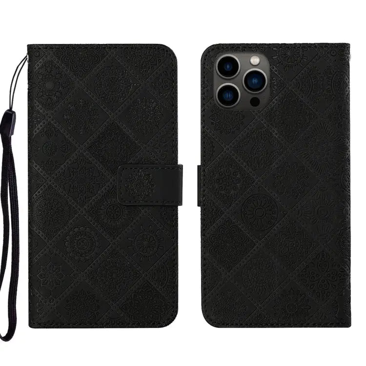 Ethnic Style Embossed Pattern Leather Phone Case For iPhone 16e For iPhone 16 Pro Max For iPhone 16 Pro - For iPhone 16