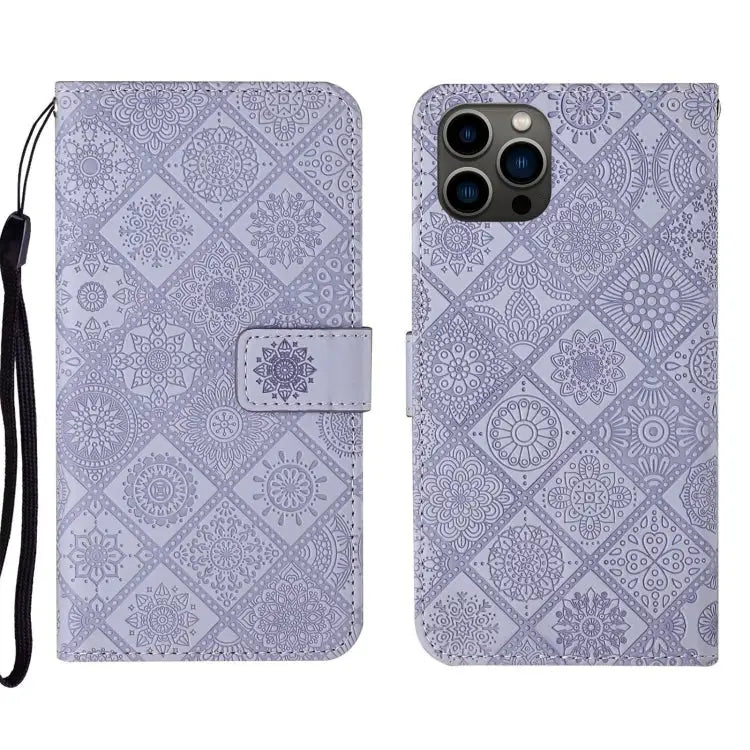 Ethnic Style Embossed Pattern Leather Phone Case For iPhone 16e For iPhone 16 Pro Max For iPhone 16 Pro - For iPhone 16