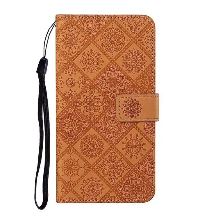 Ethnic Style Embossed Pattern Leather Phone Case For iPhone 16e For iPhone 16 Pro Max For iPhone 16 Pro - Apple