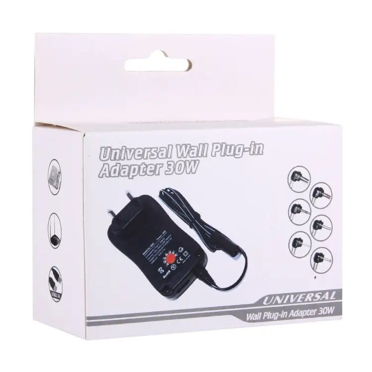 EU Plug Universal 30W Power Wall Plug-in Adapter with 5V 2.1A USB Port Tips: 6 PCS Cable Length: About 1.2m EU Plug